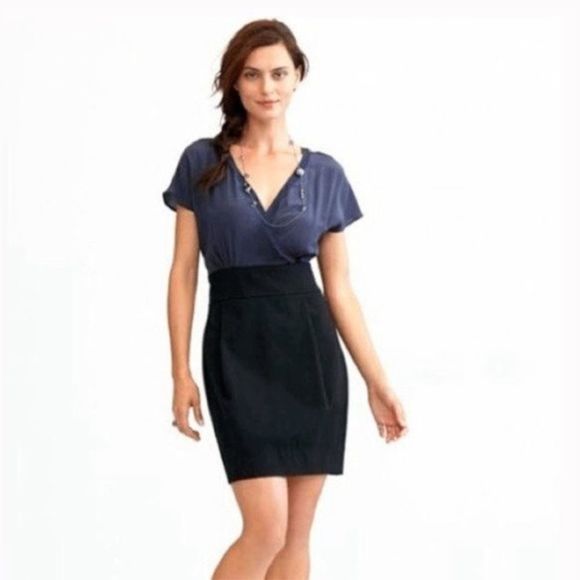 Banana Republic Melanie Silk Wrap Neck 2 Piece Dress Size 2 Petite - Picture 1 of 5